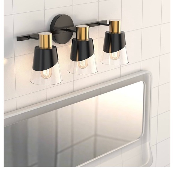 New In Box Black and Gold 4 Light Vanity Light - Picture 2 of 7